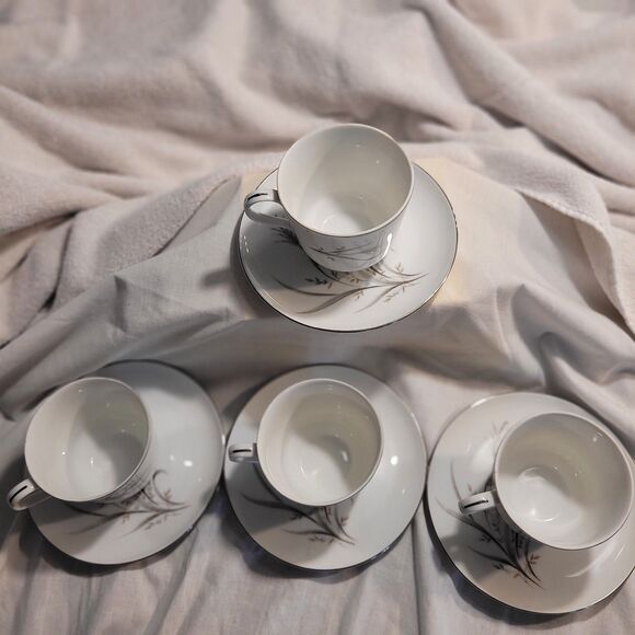 Castlecourt Fine China Wheat Spray Japan Cup & Saucer Set Of 4 - Picture 8 of 11